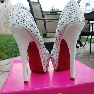 White rhinestone heels